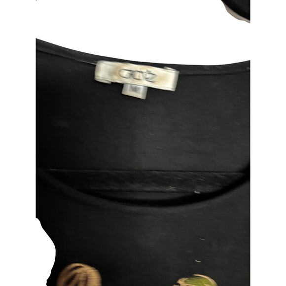 Cache Black Embellished Long Sleeve Tee T Shirt Top SHOPPING Sequins Stretch M - Picture 7 of 8